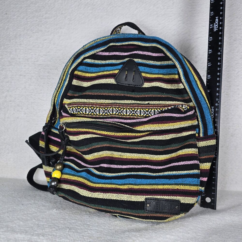 Mad Love Southwestern Print Backpack Sz Med Boho Hemp School Bag Multicolored